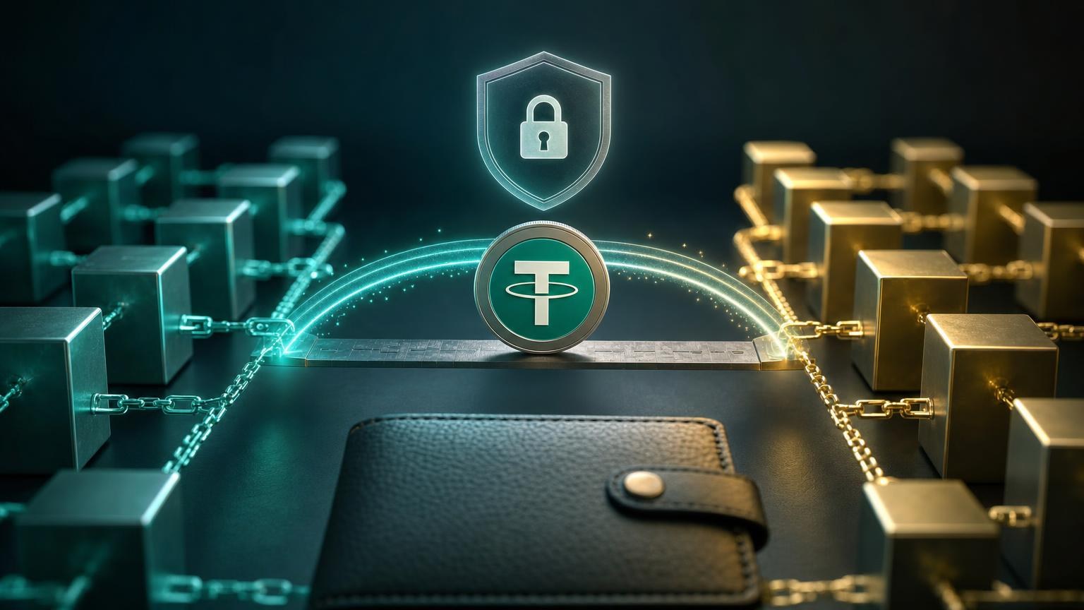 Utilizador compara a rede, o endereço, o valor e os dados de uma transferência de USDT antes de confirmar a operação